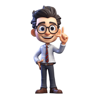 3D Cartoon businessman on transparent background. png
