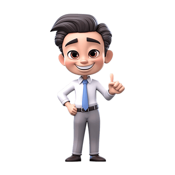 3D Cartoon businessman on transparent background. png