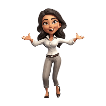 3D Cartoon businesswoman on transparent background. png
