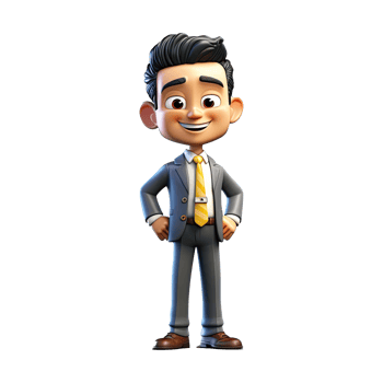 3D Cartoon businessman on transparent background. png