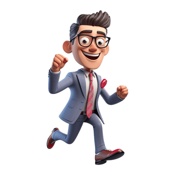 3D Cartoon businessman on transparent background. png