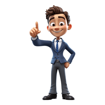 3D Cartoon businessman on transparent background. png