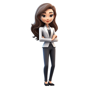 3D Cartoon businesswoman on transparent background. png
