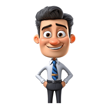 3D Cartoon businessman on transparent background. png