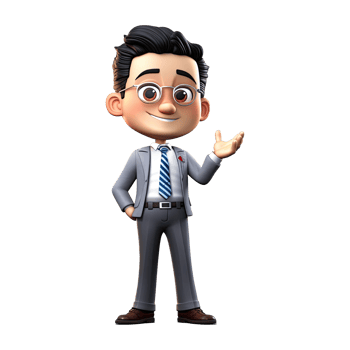 3D Cartoon businessman on transparent background. png