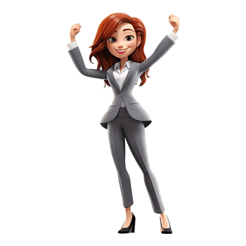 3D Cartoon businesswoman on transparent background. png