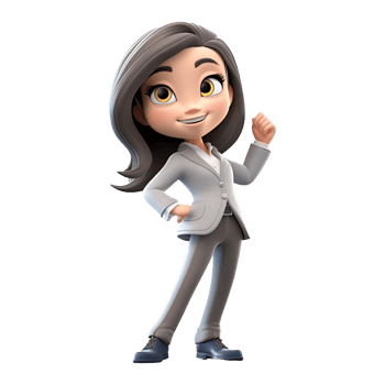3D Cartoon businesswoman on transparent background. png