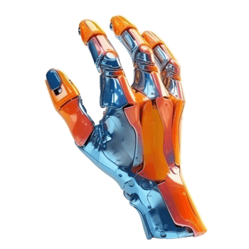 robot hand isolated on background with png