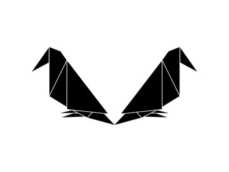 Pair of the Bird Polygonal Illustration for Logo or Graphic Design Element. Vector Illustration