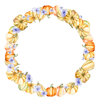 Fall wreath with pumpkins. png