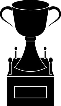 Black and White winner trophy cup on podium. vector