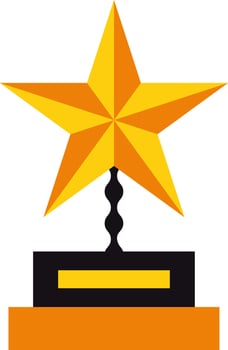 Star trophy award in orange and black color. vector