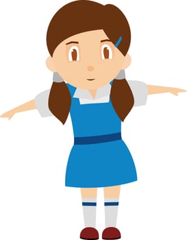 Cartoon character of a school girl. vector