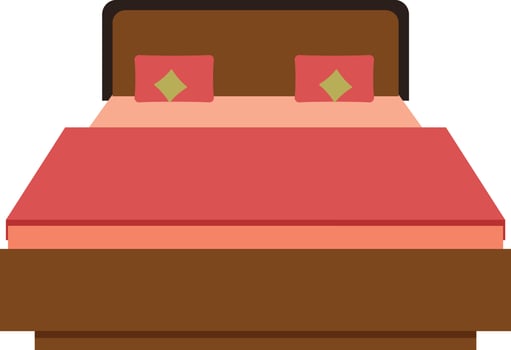 Flat illustration of Double Bed. vector