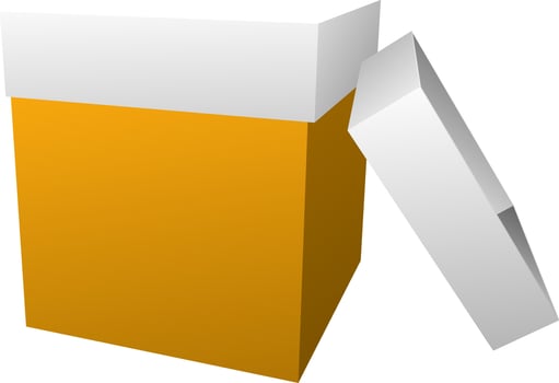 yellow and grey open gift box  in flat style. vector