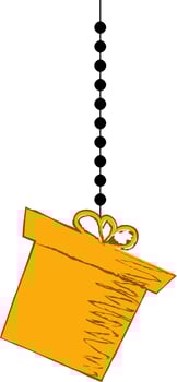 Hanging gift box yellow in flat style. vector