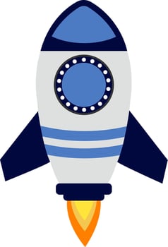 Flat style icon of a rocket. vector