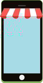 Flat illustration of a smartphone with awning. vector