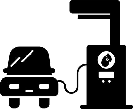 Petrol pump with taxi icon in Black and White color. vector