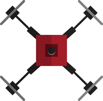 Black and red drone camera on white background. vector