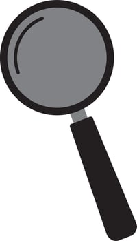 Black and grey magnifying glass. vector
