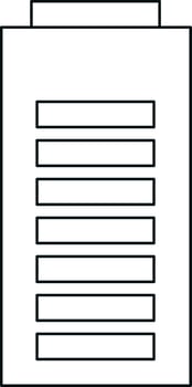Black line art battery in flat style. vector