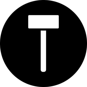 Black and White hammer icon in flat style. vector