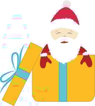 Santa claus in yellow gift box. vector