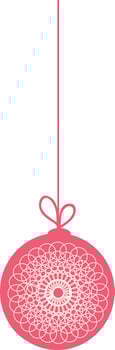 Hanging pink Christmas ball icon. vector