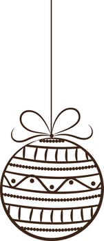 Floral elements decorated Christmas ball icon. vector