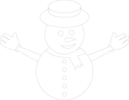 Snowman wearing hat and scarf and open arms. vector