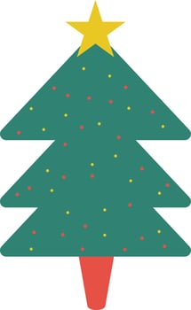 Isolated icon of colorful Xmas Tree in flat style. vector