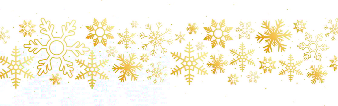 Golden snowflakes seamless pattern decorated white background. vector