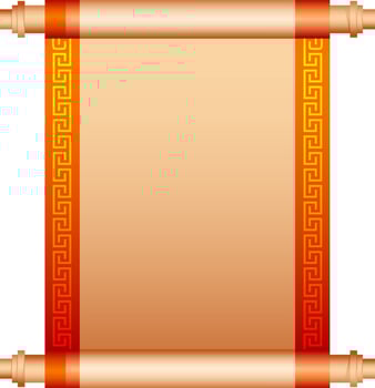 Chinese scroll letter in golden and orange color. vector