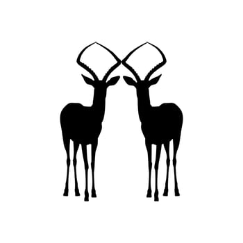 Pair of the Antelope Silhouette for Logo Type, Art Illustration, Pictogram, Apps, Website, or Graphic Design Element. Vector Illustration