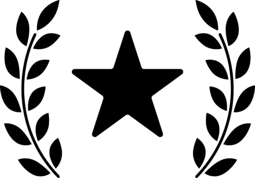 Star with laurel wreath or award glyph icon. vector