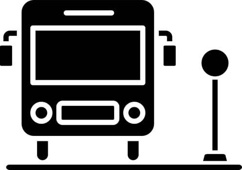 Black and White illustration of bus stop flat icon. vector