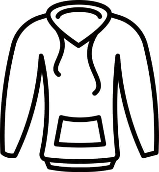 Line art illustration of hoodie icon. vector
