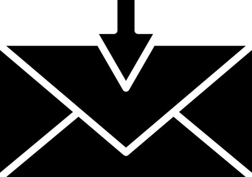 Receive email icon in Black and White color. vector