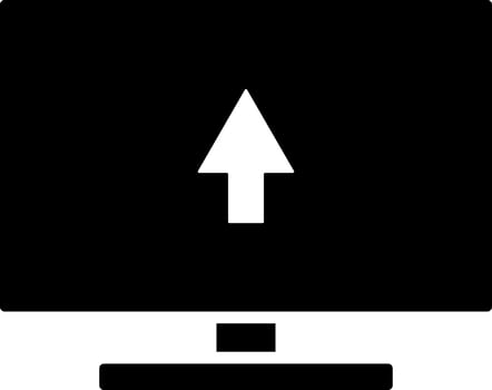 Computer upload icon in flat style. vector