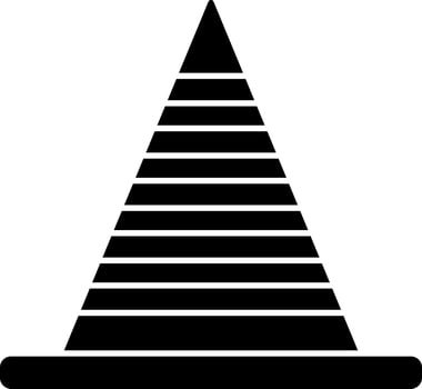Black and White construction cone icon in flat style. vector