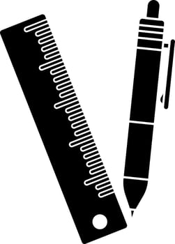 Icon of pen and scale in illustration. vector