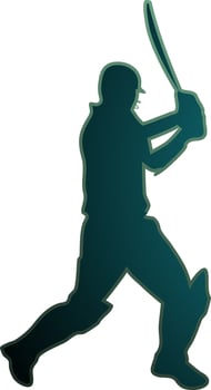 Silhouette of batsman playing cricket pose. vector