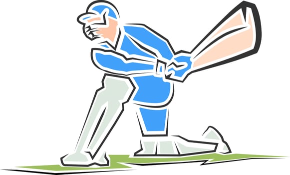 Line art illustration of batsman. vector