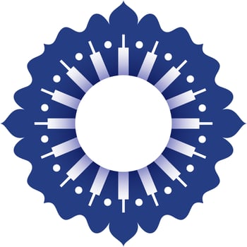 Blue and white flower made by bats, balls. vector