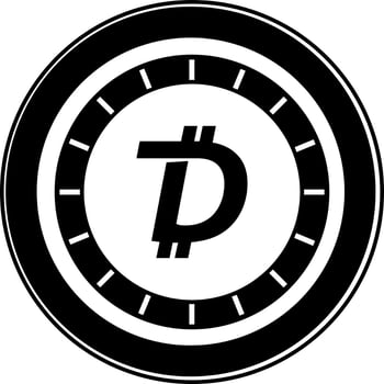 Illustration of digibyte coin glyph icon. vector