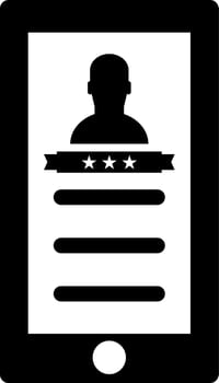 User rating app in smartphone. Glyph icon or symbol. vector