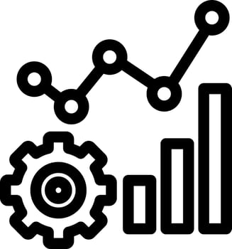 Financial management graph icon in line art. vector