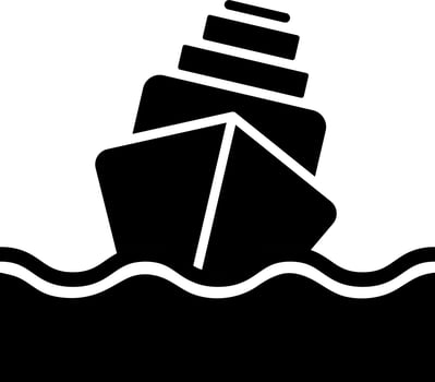 Flood or sinking ship glyph icon. vector