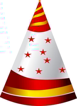 Shiny illustration of party hat in red and white color. vector